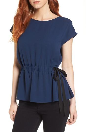 Women's Pleione Gathered Waist Side Tie Top - Blue