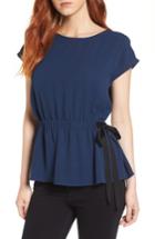 Women's Pleione Gathered Waist Side Tie Top - Blue