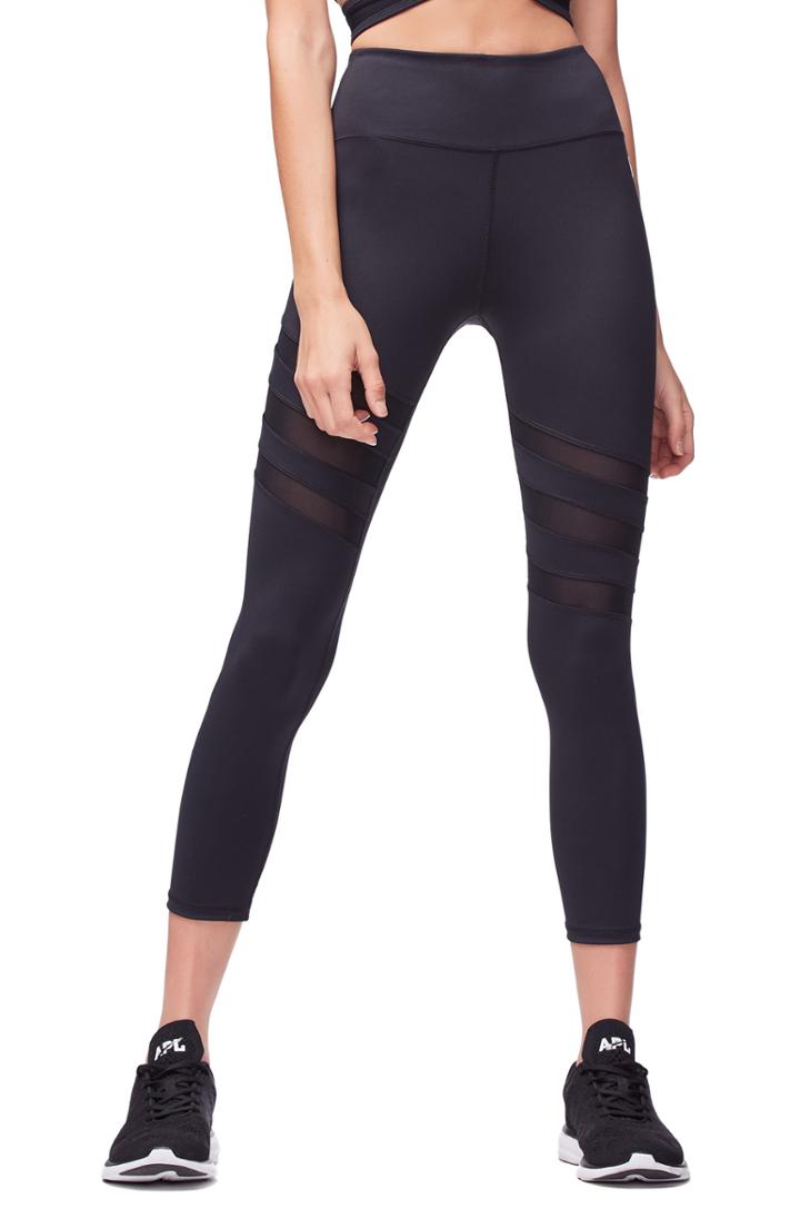 Women's Good American High Waist Mesh Panel Crop Leggings