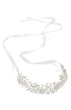 Nina Crystal Embellished Floral Head Wrap, Size - White