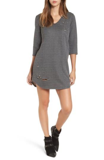 Women's Everly Distressed Sweatshirt Dress - Black