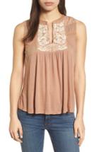 Women's Lucky Brand Embroidered Shell - Beige