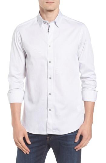Men's Ted Baker London Modern Slim Fit Print Sport Shirt (m) - White