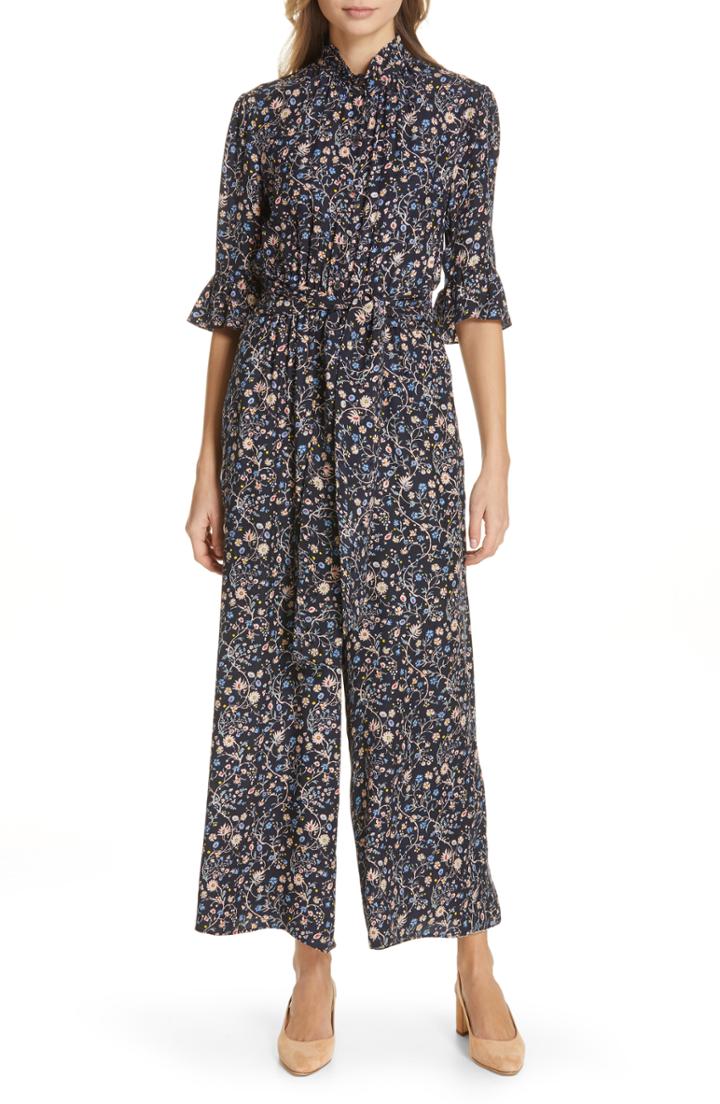 Women's Rebecca Taylor Vivianna Silk Jumpsuit - Blue
