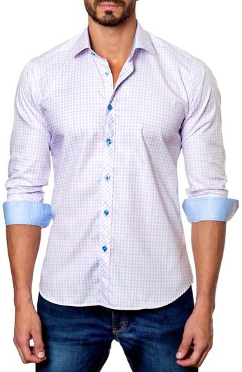 Men's Jared Lang Trim Fit Check Sport Shirt - Pink