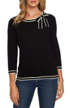 Women's Cece Tipped Bow Detail Cotton Sweater - Black