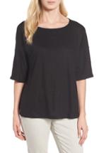 Women's Eileen Fisher Organic Linen Jersey Boxy Top - Black