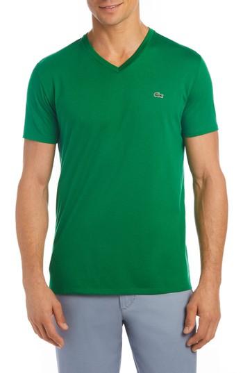 Men's Lacoste V-neck Cotton T-shirt (xl) - Green