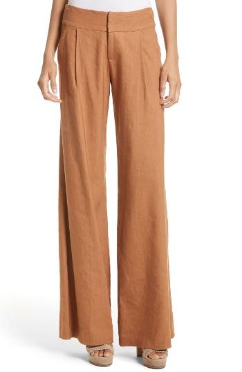 Women's Alice + Olivia Eric Pleat Front Pants - Brown