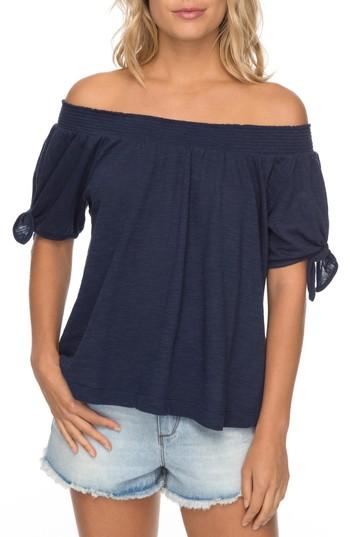 Women's Roxy Caribbean Mood Off The Shoulder Top - Blue