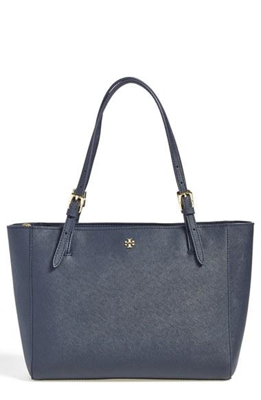 Tory Burch 'small York' Saffiano Leather Buckle Tote - Blue