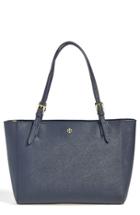 Tory Burch 'small York' Saffiano Leather Buckle Tote - Blue