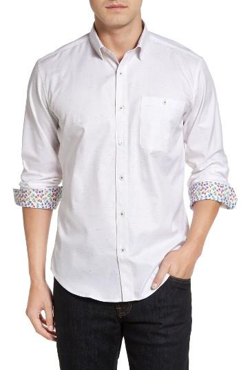 Men's Bugatchi Shaped Fit Nep Flecked Sport Shirt
