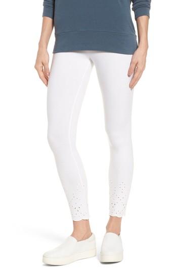 Women's Hue Eyelet Hem Skimmer Leggings - White