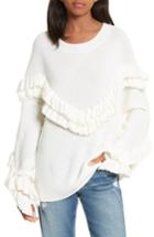 Women's Frame Ruffle Dolman Sweater - White