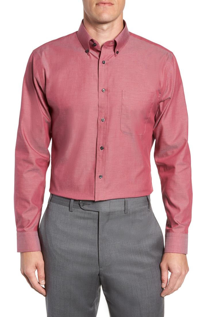 Men's Nordstrom Men's Shop Trim Fit Non-iron Dress Shirt .5 - 34/35 - Red