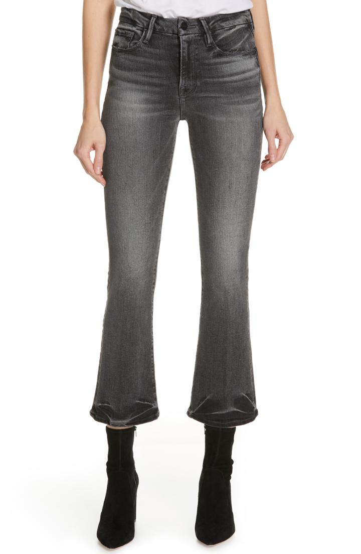 Women's Frame Le Crop High Waist Mini Bootcut Jeans - Grey