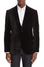 Men's Emporio Armani G-line Trim Fit Velvet Blazer Us / 52 Eu R - Black