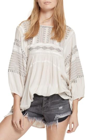 Women's Free People Wild One Embroidered Top - Ivory