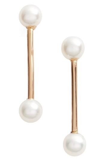 Women's Poppy Finch Pearl Bar Stud Earrings
