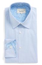Men's Ted Baker London Hooch Trim Fit Check Dress Shirt .5 32/33 - Blue