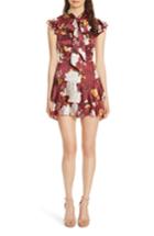 Women's Alice + Olivia Lashay Tie Neck Silk Minidress - Burgundy