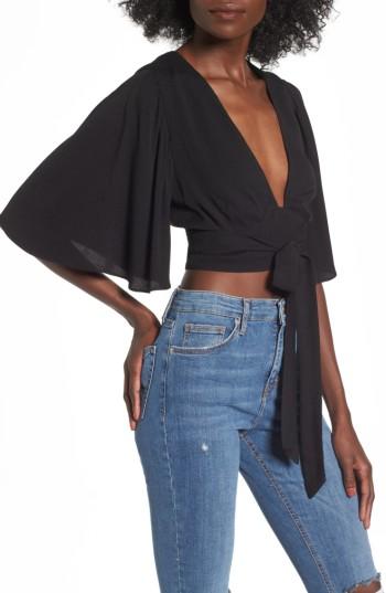Women's Afrm Willow Wrap Top - Black