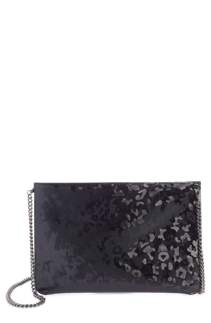 Christian Louboutin Loubiclutch Panthera Patent Leather Clutch - Black