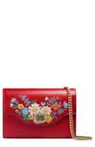 Women's Gucci Embroidered Floral Leather Wallet On A Chain -