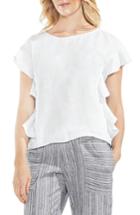 Women's Vince Camuto Flutter Sleeve Linen Blouse, Size - White