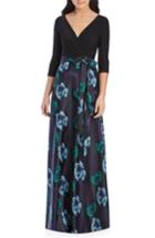 Women's Alfred Sung Faux Wrap Jersey & Brocade Gown - Black
