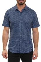 Men's Robert Graham Gardena Classic Fit Geo Print Short Sleeve Sport Shirt, Size - Blue