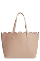 Junior Women's Bp. Scalloped Faux Leather Tote - Beige