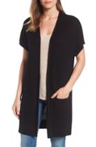 Women's Caslon Shaker Stitch Open Front Cardigan, Size - Black