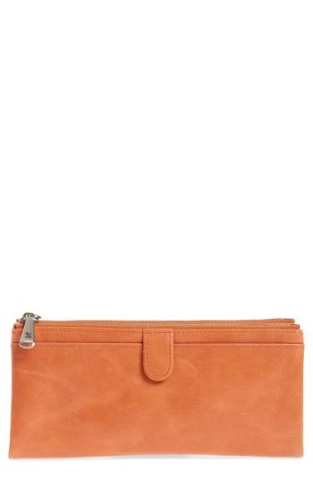 Women's Hobo 'taylor' Glazed Leather Wallet - Orange