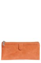 Women's Hobo 'taylor' Glazed Leather Wallet - Orange