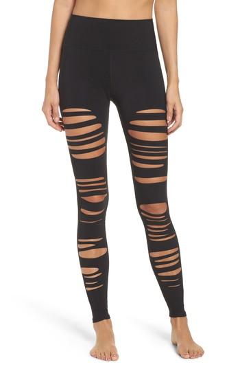Women's Alo Extreme Ripped Warrior High Waist Leggings - Black
