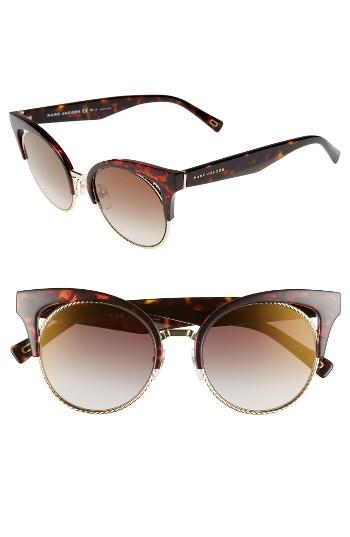 Women's Marc Jacobs 51mm Gradient Lens Cat Eye Sunglasses - Dark Havana