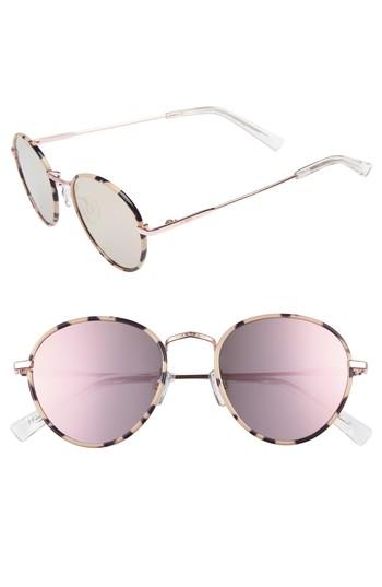 Women's Le Specs Zephyr Deux 50mm Round Sunglasses - Mist Tortoise