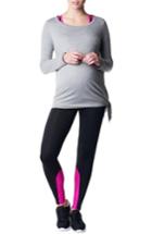 Women's Noppies 'heather' Athletic Long Sleeve Maternity Top, Size - Grey