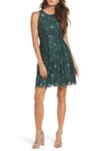 Women's Vince Camuto Metallic Lace Fit & Flare Dress - Green