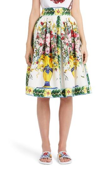 Women's Dolce & Gabbana Pleated Cotton Poplin Skirt Us / 40 It - White