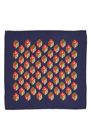 Women's Gucci Cubo Foulard Silk Square Scarf, Size - Blue
