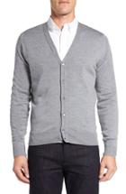 Men's John Smedley 'bryn' Easy Fit Wool Button Cardigan, Size - Metallic