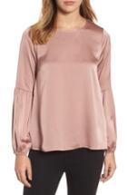 Women's Bobeau Bubble Sleeve Satin Top, Size - Pink