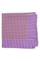 Men's Eton Geometric Silk Pocket Square, Size - Purple