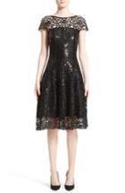 Women's Talbot Runhof Sequin Cutout Fit & Flare Dress - Black