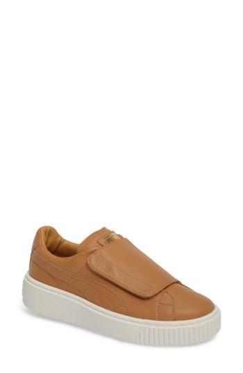 Women's Puma Basket Platform Sneaker M - Brown