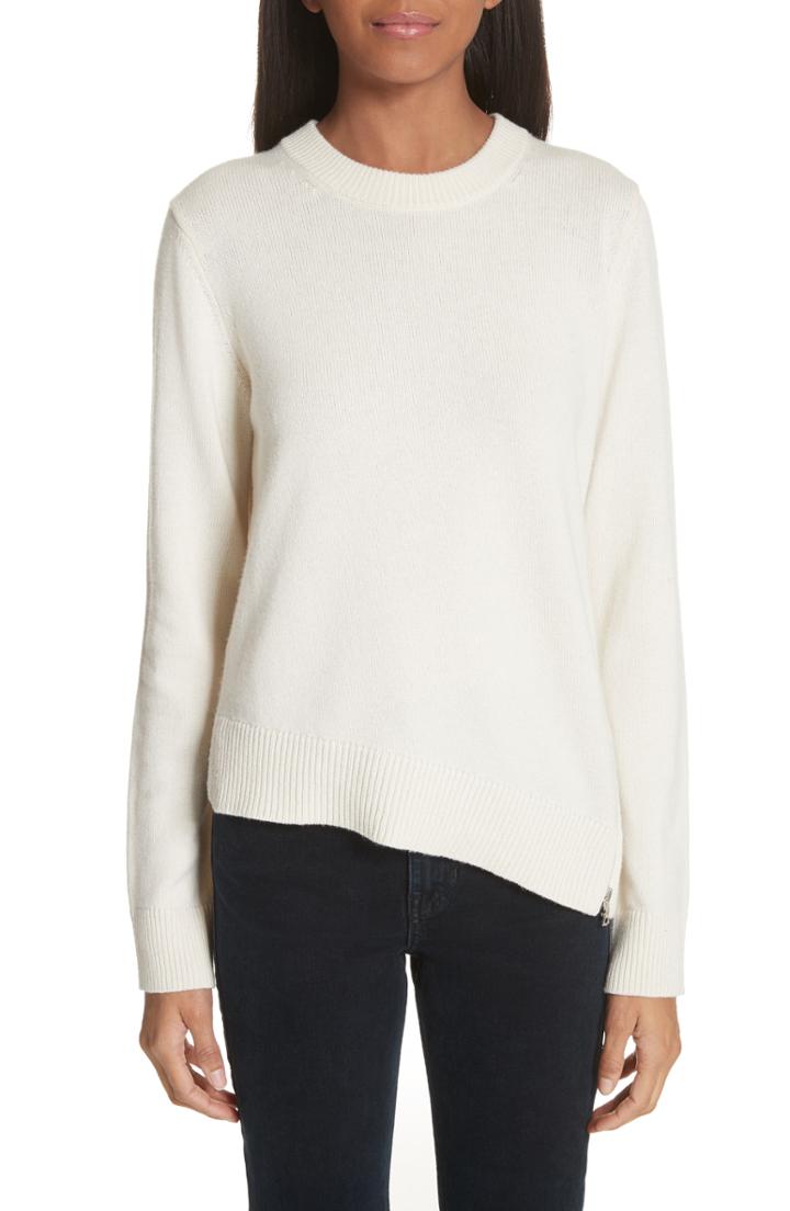 Women's Proenza Schouler Asymmetrical Zip Detail Wool, Silk & Cashmere Sweater