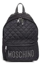 Moschino Studded Logo Quilted Nylon Backpack - White